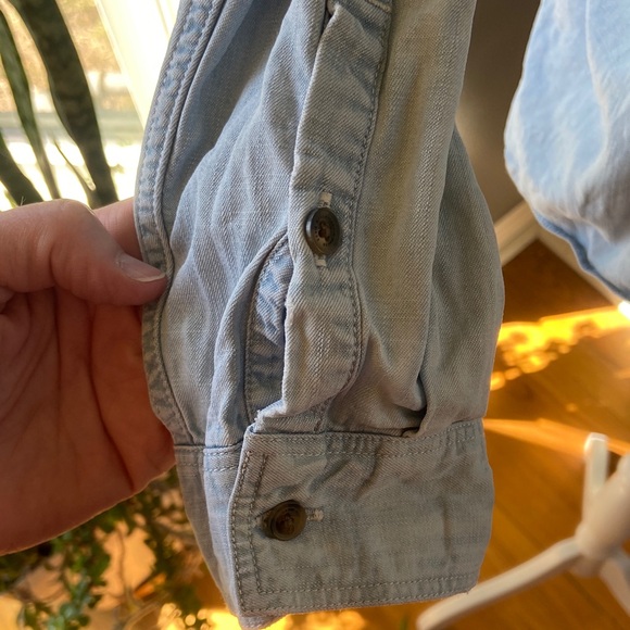 Eddie Bauer Light Indigo Button Front Denim Shirt - Picture 3 of 9